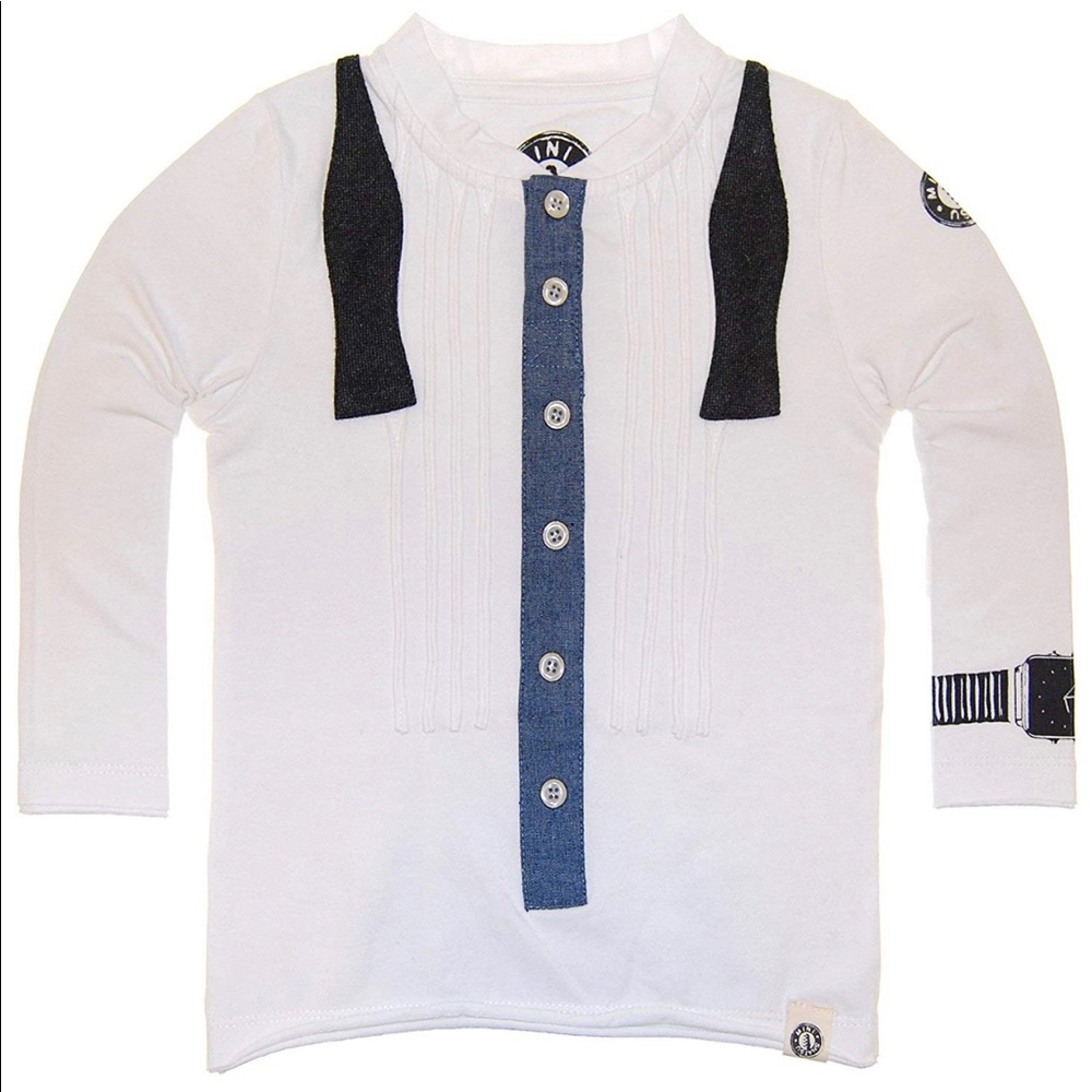 Mini Shatsu Ruffled Bowtie Henley Shirt -BNWT